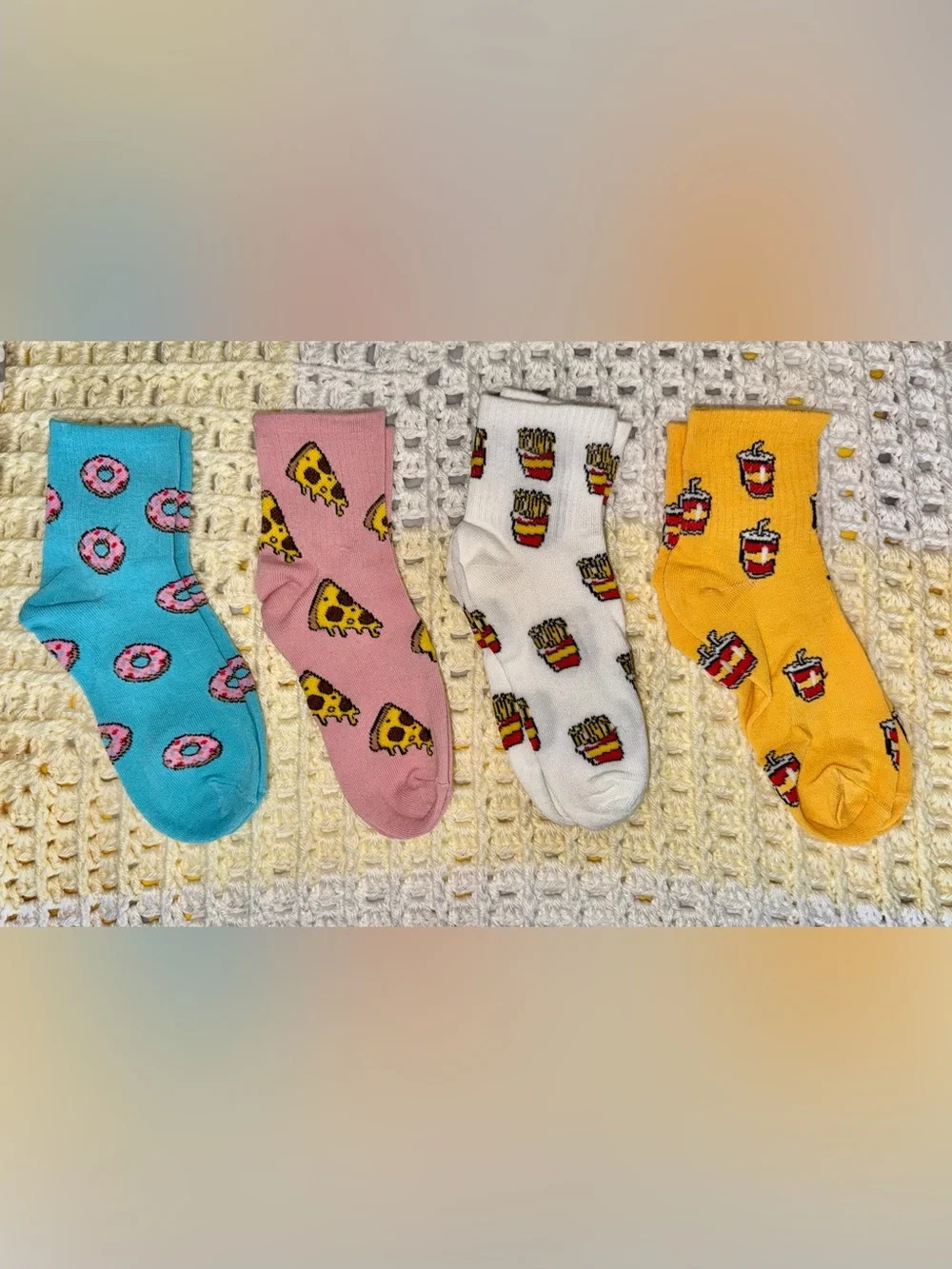 SHEIN food print crew socks